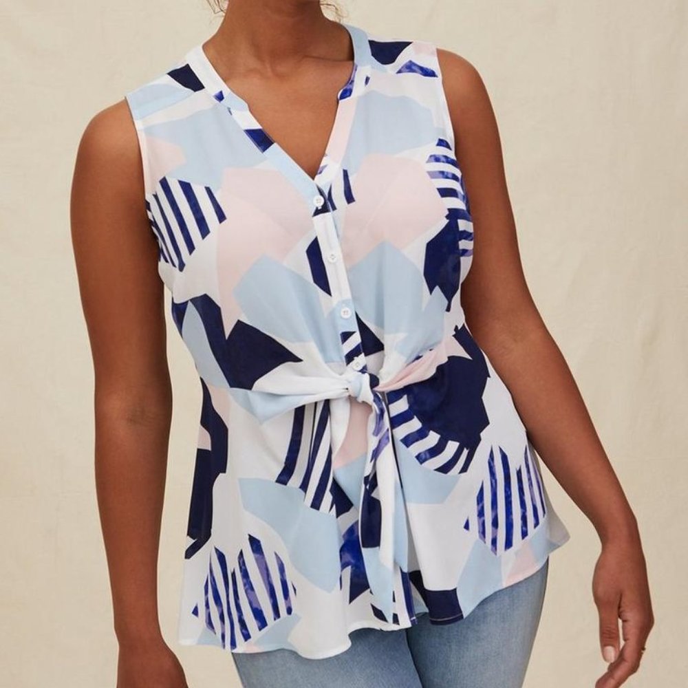 Torrid Peplum Georgette Button-Front Tie-Front Blouse - Plus Size 2, 2X, 18-20